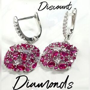White & Rose (Hot Pink) Topaz Leverback Earrings on 925 Sterling Silver